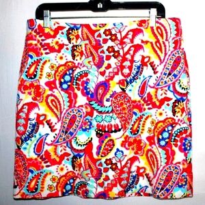 Talbots Petites Skirt 14P Paisley Print Y2K Preppy Boho Chic